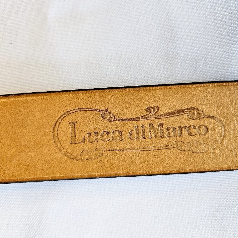Luca di Marco CRESCENT Men's Black Western 100% Grain Leather Belt Size 38 - Picture 8 of 9